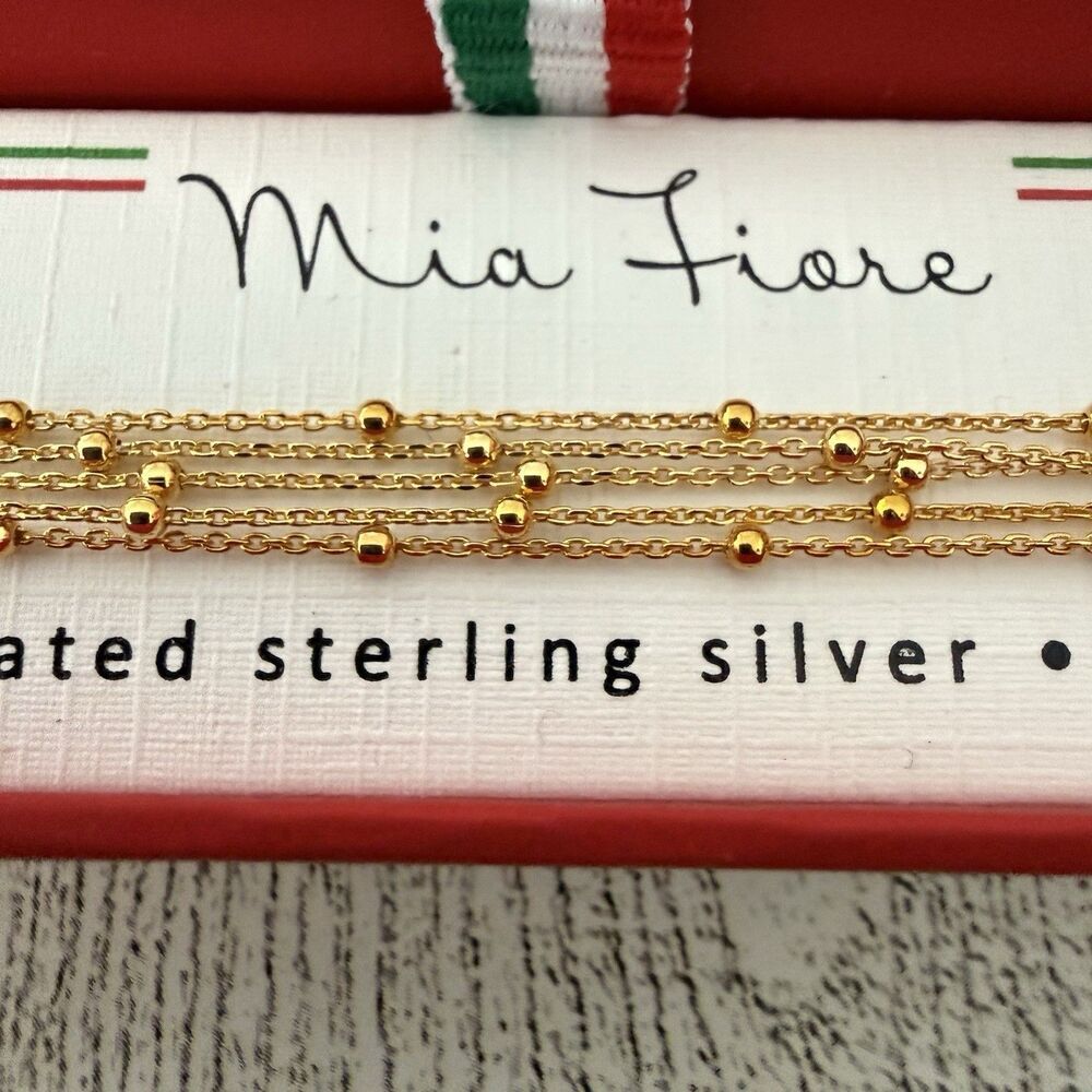 MIA FIORE 14KT GOLD PLATED STERLING SILVER  BRACELET CHAIN BEAD MADE IN ITALY